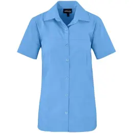 Ladies Short Sleeve Empire Shirt Sky Blue Front